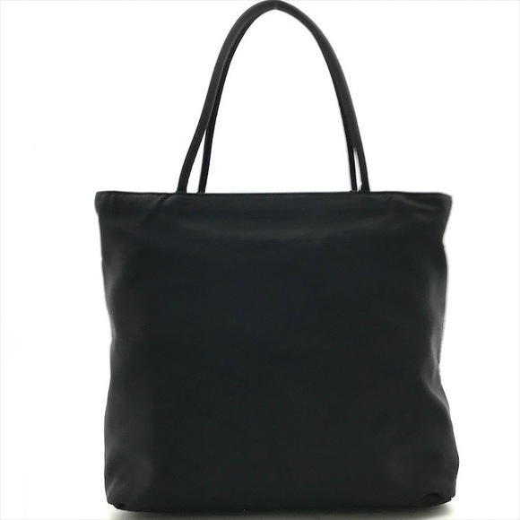 Prada Black Logo Triangle Bag Plate Nylon Tessuto Hand - Picture 1 of 10